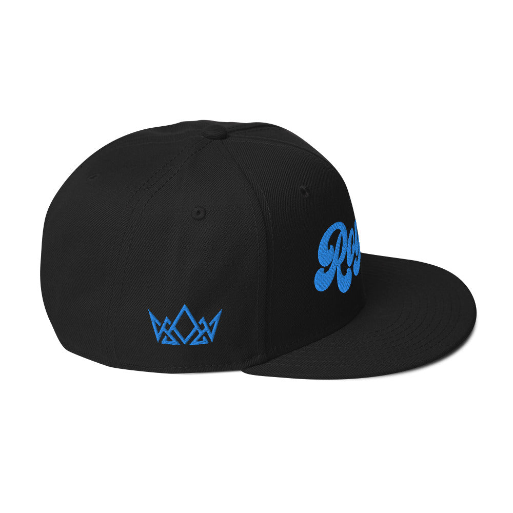 Black and Aqua/Teal Royalty Snapback Hat